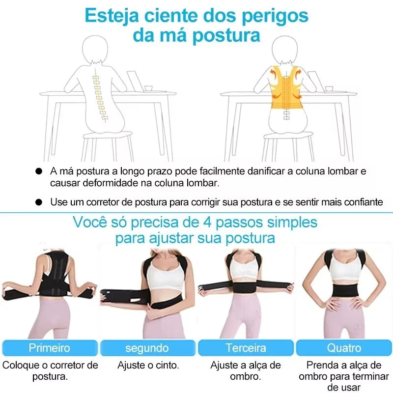 Reinforced Belt Lumbar Column Posture Corrector Vest Adjustable Back Support Strap Shoulder Spine Brace Neck Stretcher Trainer