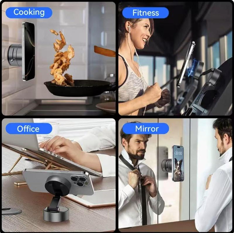Vacuum Magnetic Suction Phone Holder, Upgraded， Adjustable Suction Cup Car Phone Mount,Hands-Free Cell Phone Holder for Car/Gym/Mirror/Smooth Surface,Compatible with Iphone 16/15/14/13/12 Series