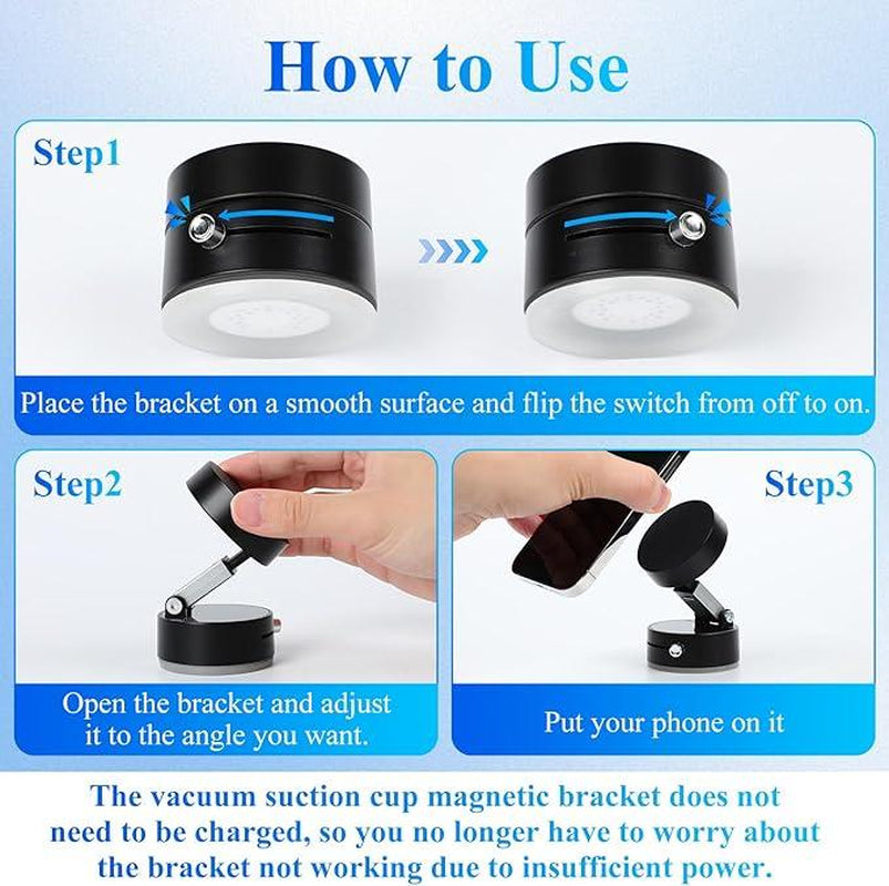 Vacuum Magnetic Suction Phone Holder, Upgraded， Adjustable Suction Cup Car Phone Mount,Hands-Free Cell Phone Holder for Car/Gym/Mirror/Smooth Surface,Compatible with Iphone 16/15/14/13/12 Series