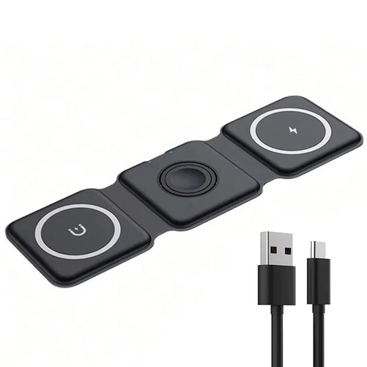 100W 3 in 1 Foldable Portable Wireless Charger Pad for Iphone 15 14 13 12 Pro Max Apple Watch Airpods Fast Charging Dock Station