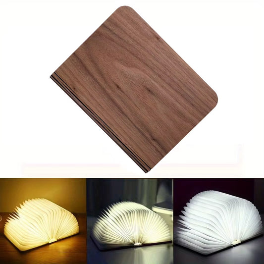 Wooden Book Light 3 Colors Folding Book Lamp Folding Night Light Portable Desk Light USB Rechargeable Home Decorative Table Lamp