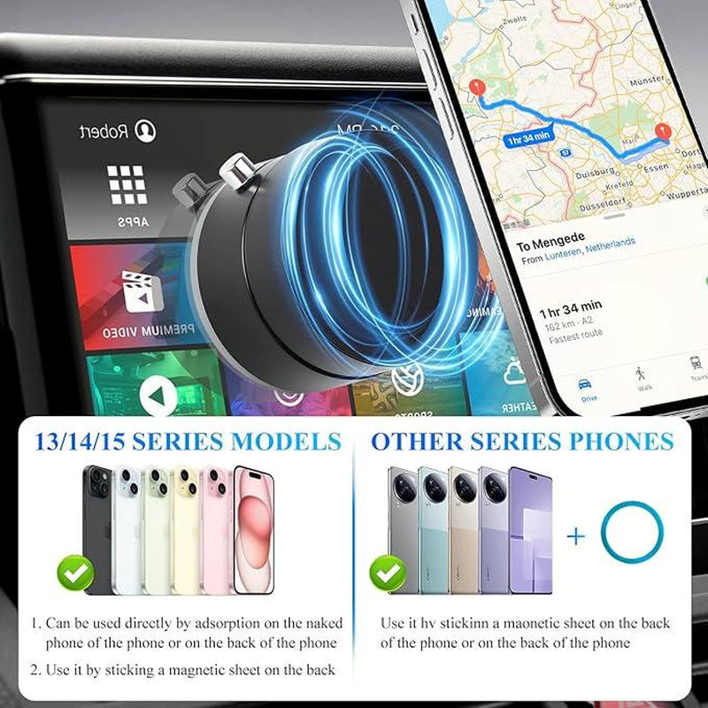 Vacuum Magnetic Suction Phone Holder, Upgraded， Adjustable Suction Cup Car Phone Mount,Hands-Free Cell Phone Holder for Car/Gym/Mirror/Smooth Surface,Compatible with Iphone 16/15/14/13/12 Series