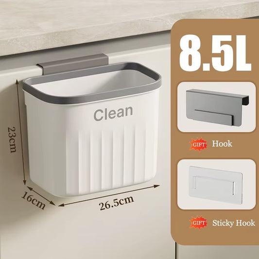 8.5/12L Kitchen Trash Can Wall Mounted Garbage Can with Lid Hanging Trash Bin for Cabinet under Sink Bathroom Kitchen Trash Can