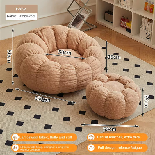 Lazy Sofa Chair Balcony Leisure Bean Bag Chair Sleep Sofa Living Room Sofas Modern with Stool Bedroom Furniture Floor Sofa Chair